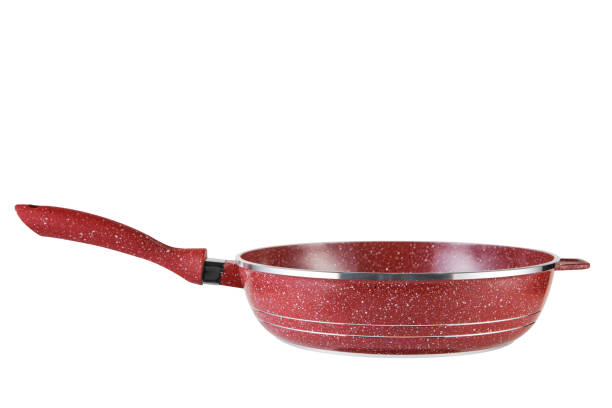 istock new aluminum frying pan with a red coating, with a long handle, on a white background 1395923423
