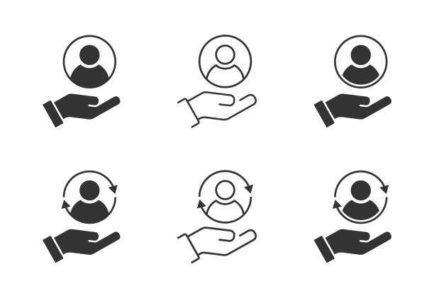 customer care icon. customer retention symbol. vector illustration. - hizmet stock illustrations