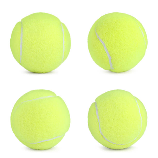 istock Set with bright tennis balls on white background 1395932738