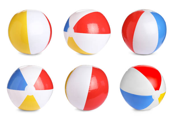 istock Set with bright inflatable balls on white background 1395932762
