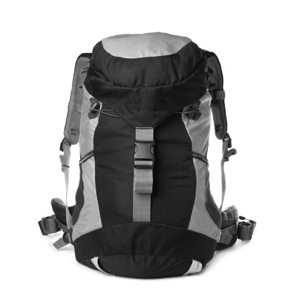 Hiking backpack isolated on white. Camping tourism