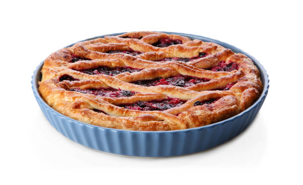 istock Delicious freshly baked currant pie isolated on white 1395932891