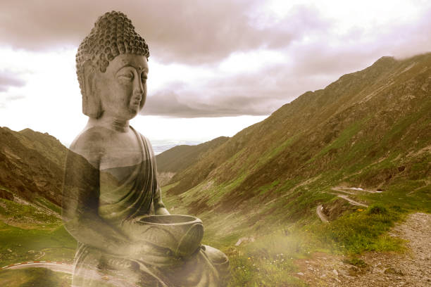 istock Majestic Buddha sculpture on beautiful mountain slope 1395933815