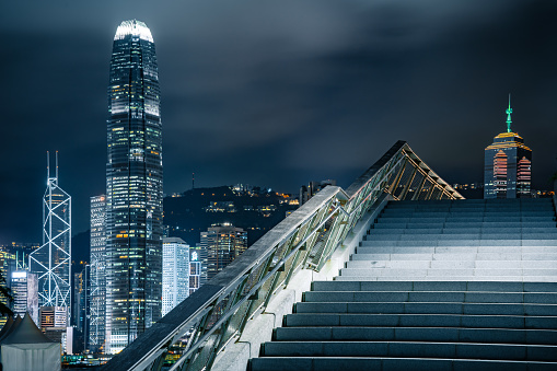 City Park and street illumination in Hong Kong City