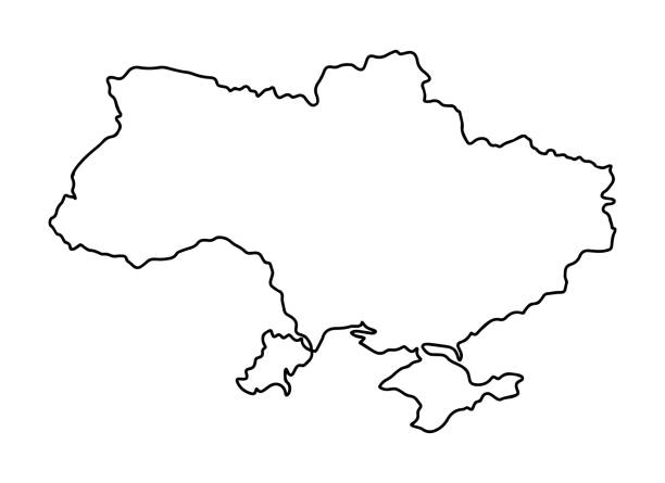 Map of Ukraine - simple hand drawn sketch style black line outline contour map. Vector illustration isolated on white. Ukrainian border silhouette drawing. Map of Ukraine - simple hand drawn sketch style black line outline contour map. Vector illustration isolated on white. Ukrainian border silhouette drawing ukrainian language stock illustrations