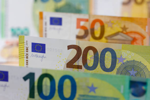 European Union banknotes, EUR financial background stock photo