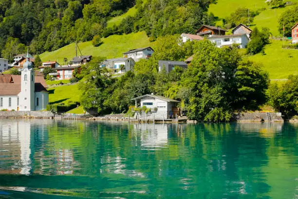 Bauen, the small village located in the Swiss canton of Uri, right on the banks of Lake Lucerne.