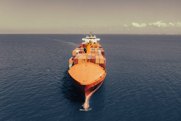 istock Aerial view of Container freight ship in transit. 1395948207