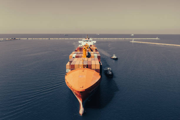 istock Aerial view of Container freight ship in transit. 1395949348