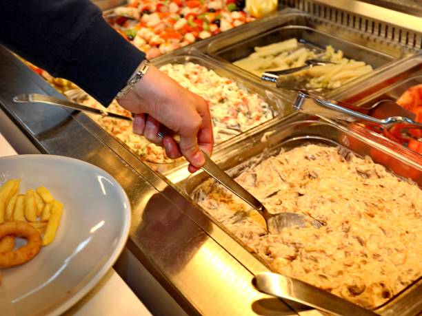 istock self service restaurant with raw and cooked foods 1395949624
