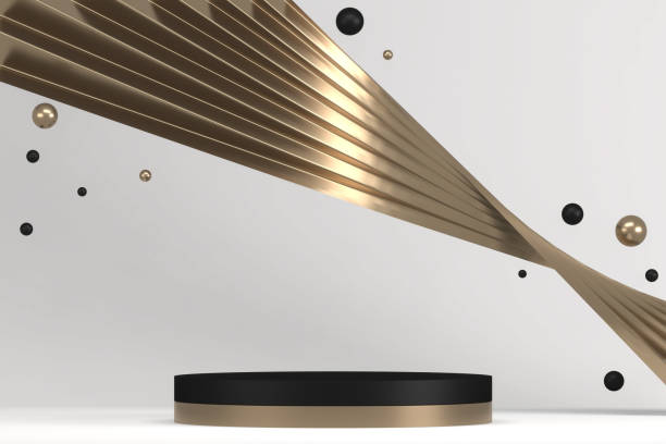 istock black stage podium for products decoration suitable .3D rendering 1395955108