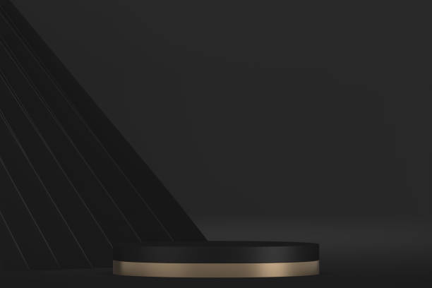 istock black stage podium for products decoration suitable .3D rendering 1395955116
