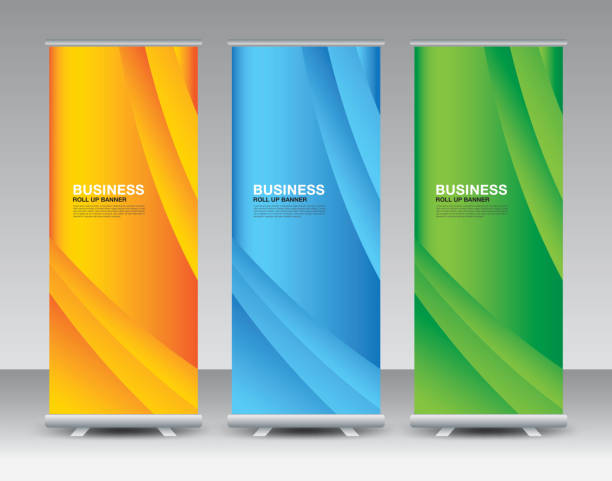 Business Roll Up banner set, roll up banner design, banner stand or flag design, j-flag, x stand, x banner, exhibition show, Stand Design, poster, ads, geometric background template, vector Business Roll Up banner set, roll up banner design, banner stand or flag design, j-flag, x stand, x banner, exhibition show, Stand Design, poster, ads, geometric background template, vector hoisting stock illustrations