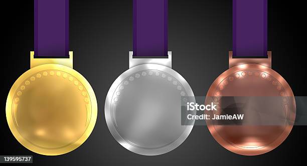 Foto de Três Medalhas De Estilo Olímpico Com Recorte Caminhos e mais fotos de stock de Bronze - Liga