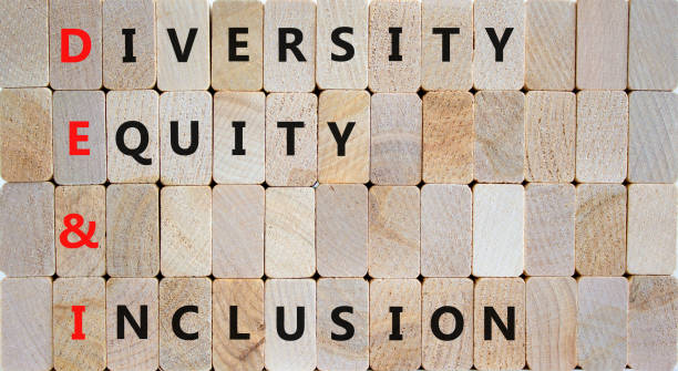DEI, Diversity equity and inclusion symbol. Concept words DEI diversity equity and inclusion on wooden blocks on beautiful wooden background. Business DEI diversity equity and inclusion concept. stock photo