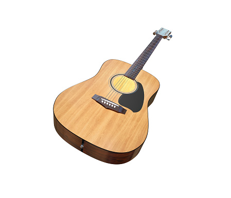 Acoustic Guitar on White Background