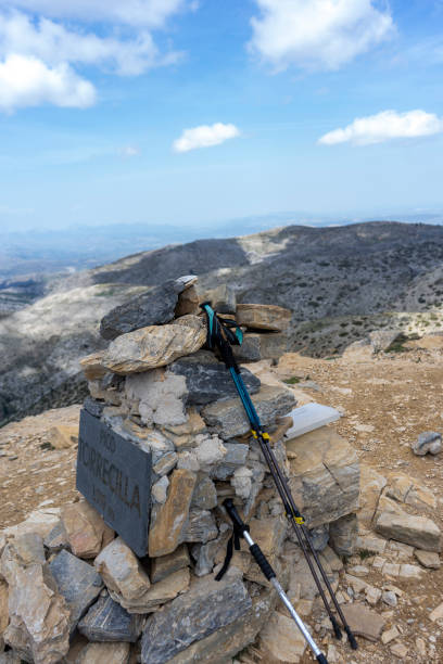 istock HIKING POLES RESTING ON ROCKS 1395961768