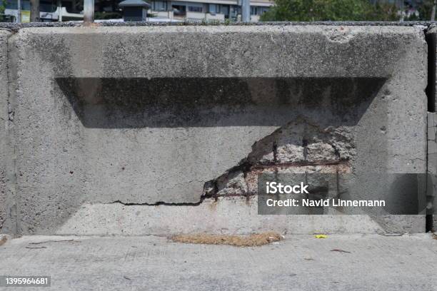 Concrete Wall Decays And Exposes The Rusting Steel Beams Below Concrete Element Crumbles1 Stock Photo - Download Image Now