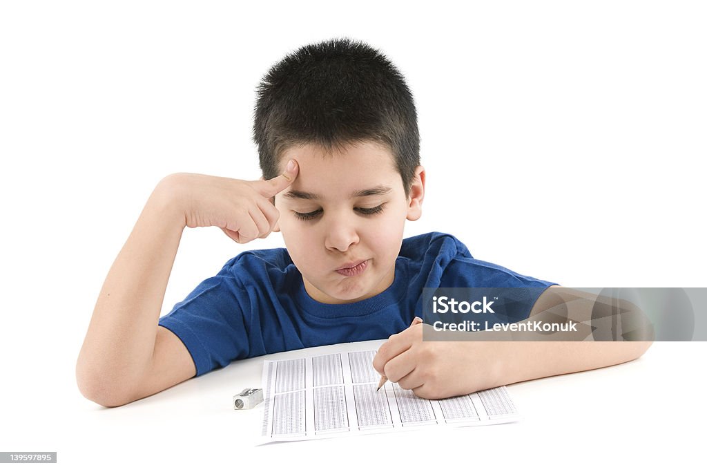 Criança fazendo teste - Foto de stock de Apontador royalty-free