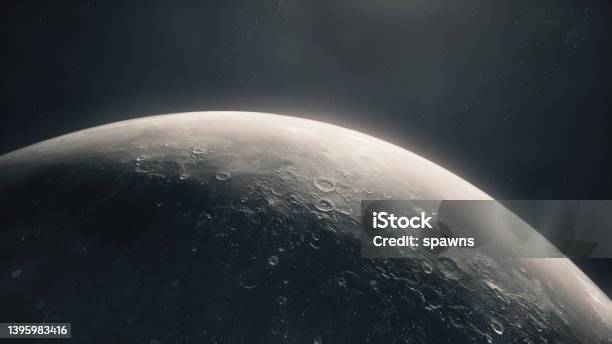 Moon In Outer Space Stock Photo - Download Image Now - Moon Surface, Moon, Planetary Moon