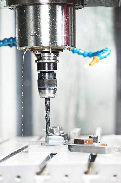 istock Close-up process of metal drill machining 139598995