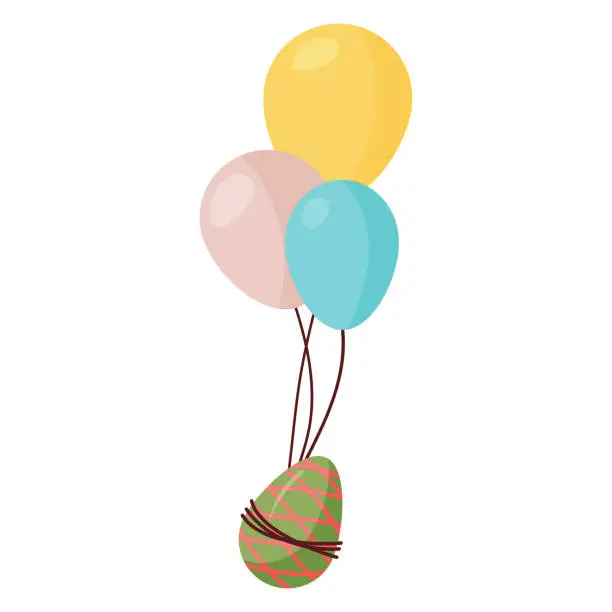 Vector illustration of Flying Egg on Three Balloons