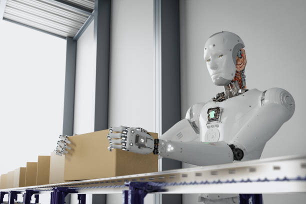 istock Automation factory with robot assembly line working 1395990369