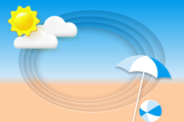 istock Beach Umbrellal and Beach ball on the seacoast 1395994287