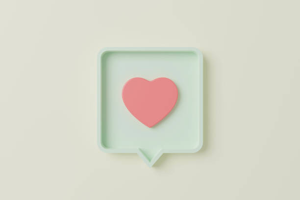 istock Love like pink heart icon on square pin bubble speech. 3d rendering illustration 1396005167