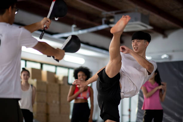 istock Male Chinese Asian Kickboxing training 1396007056