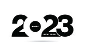 istock Happy New Year 2023 text design. for Brochure design template, card, banner. Vector illustration. Isolated on white background. 1396009324