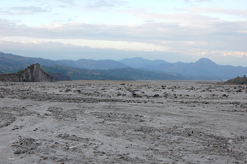 Landscape view of the Sandy desert formed after the 1991 eruption at the base of Pinatubo Volcano, Pampanga region, Luzon - Philippines. Nikon