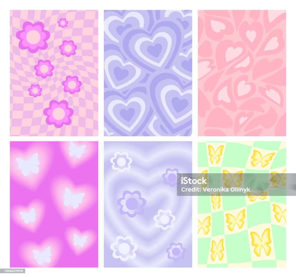 Ilustración de Fondos Y2k Fondo De Surco Con Flores Mariposas Y Corazones Rejilla De Malla Ondulada Psicodélica Y Conjunto Vectorial De Fondos De Pantalla De Los Años 90 y más Vectores Libres Ilustración de Fondos Y2k Fondo De Surco Con Flores Mariposas Y Corazones Rejilla De Malla Ondulada Psicodélica Y Conjunto Vectorial De Fondos De Pantalla De Los Años 90 y más Vectores Libres