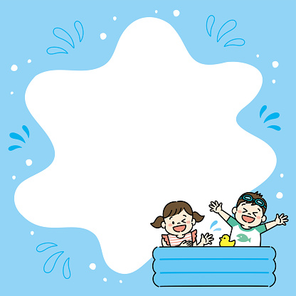 Frame of kids playing in a paddling pool