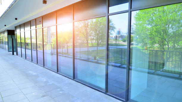 istock Panoramic windows of new commercial premises. 1396032197