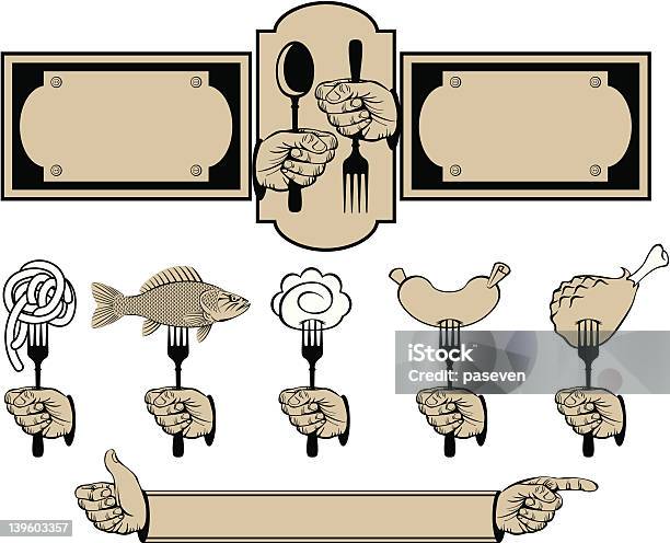 Set To Menu Stock Illustration - Download Image Now - Fist, Fork, Pasta