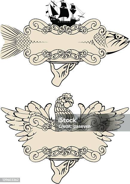 Etykiety Dla Ryb I Ptaków - Stockowe grafiki wektorowe i więcej obrazów Barbecue - Barbecue, Białe mięso, Brązowy
