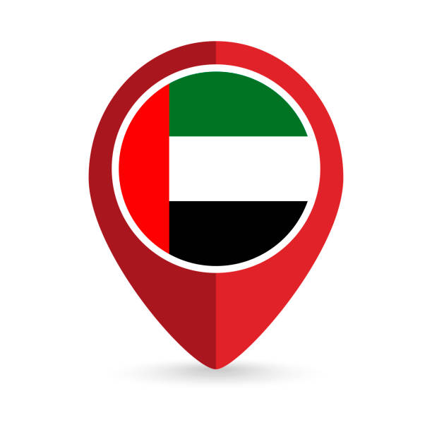ilustrações, clipart, desenhos animados e ícones de ponteiro de mapas com contry emirados árabes unidos. bandeira dos emirados árabes unidos. ilustração vetorial. - united arab emirates flag united arab emirates flag interface icons