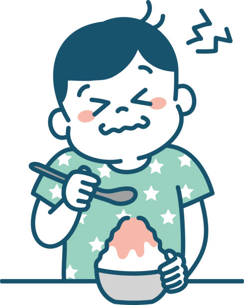 ilustrações de stock, clip art, desenhos animados e ícones de illustration of boy eating shaved ice - japanese maple