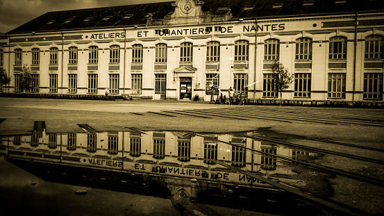 Stortorget square in Old town, Gamla Stan, Stockholm, Sweden. Sepia toned.