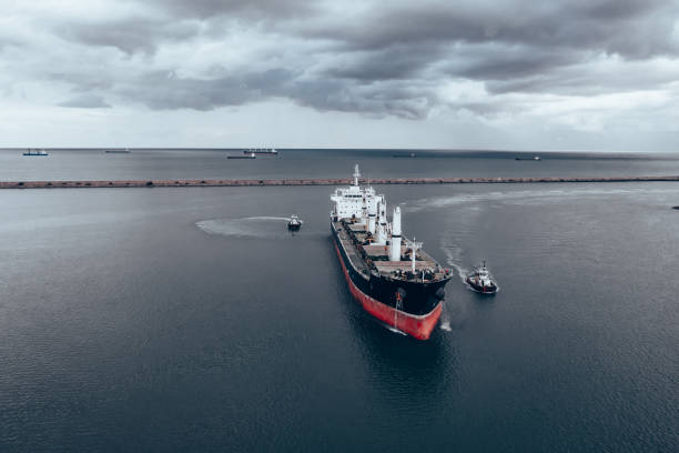 istock Aerial view of Large Cargo Ship Vessel in transit. 1396043039