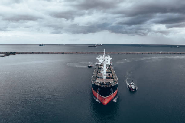 istock Aerial view of Large Cargo Ship Vessel in transit. 1396043126