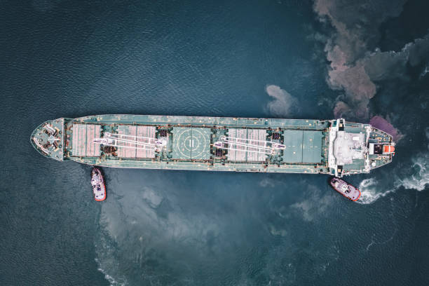 istock Aerial view of Large Cargo Ship Vessel in transit. 1396043505