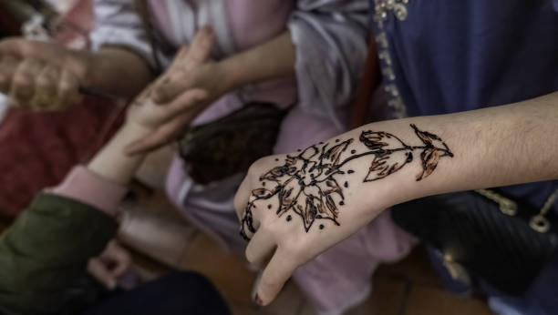 istock Henna tattoo on the hand 1396044805