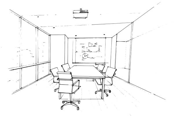 istock Meeting room space in the office sketch drawing,Modern design,vector,2d illustration 1396044819
