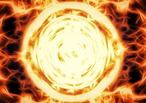 3D illustration of a burning fire whirl