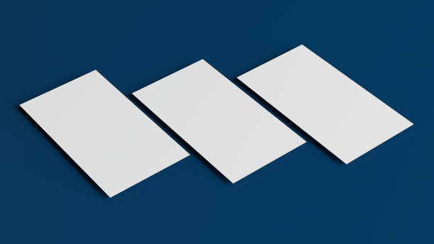 Blank white 3d visiting card and business card template on blue background