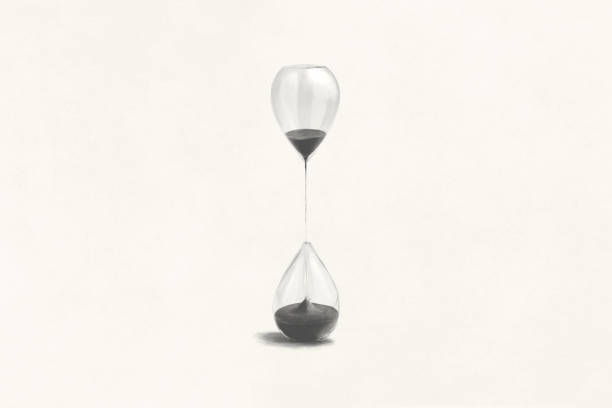 ilustrasi balon jam pasir surealis, konsep waktu abstrak - time life ilustrasi stok