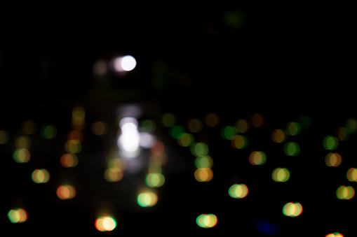 Abstract bokeh light effects on the night. Black background with colorful light effects. background with  Blur bokeh effects. Abstract background texture
