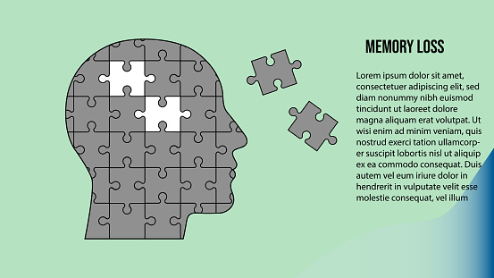 brain with puzzle paper cutout, autism, memory loss, dementia and alzheimer awareness, world mental health day concept